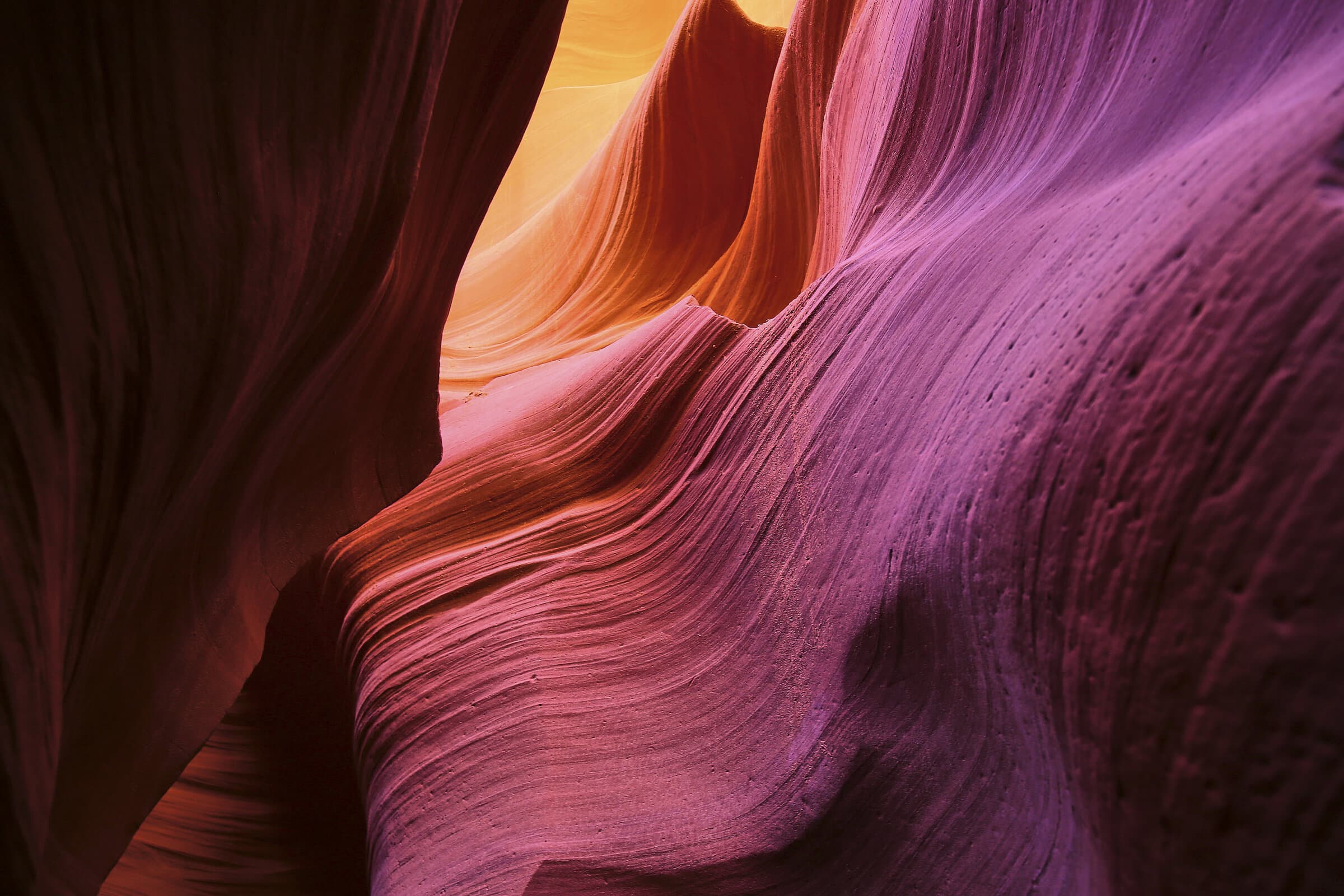 Light painting the walls of Antelope Canyon
