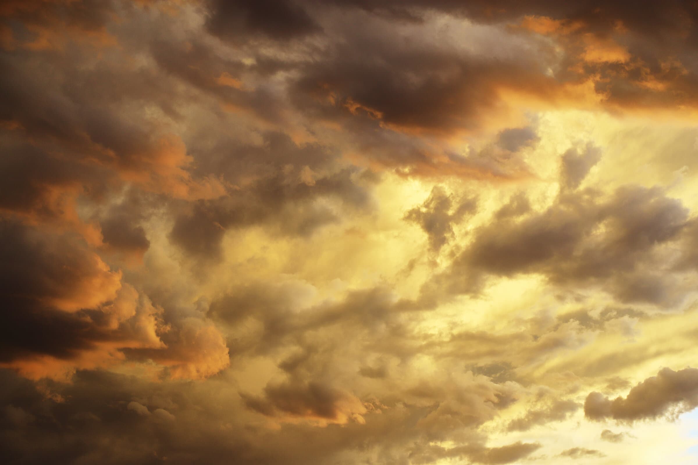Dramatic golden sunset clouds